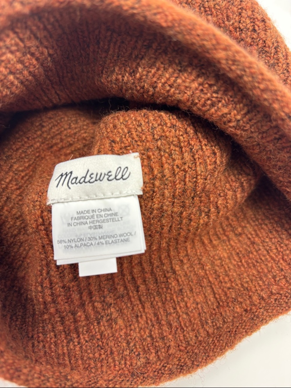 MADEWELL | alpaca blend Rust Brown Knit Beanie - Picture 3 of 3